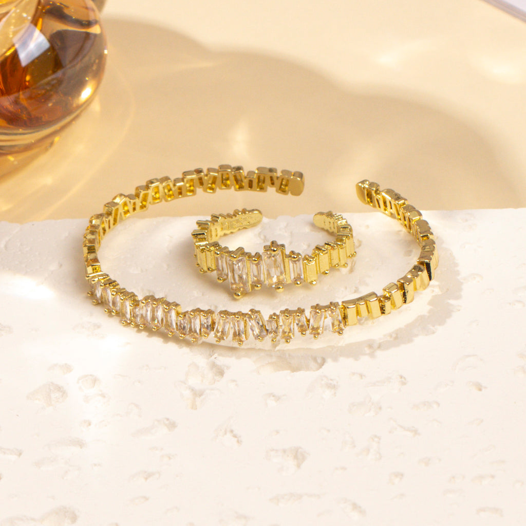 Stackable cubic zirconia open bracelet for everyday wear